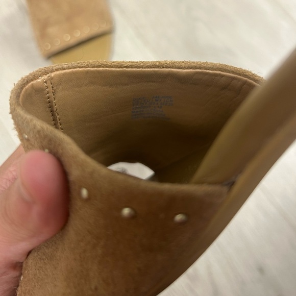 Calvin Klein Suede Tan Stud Mules - Picture 3 of 5